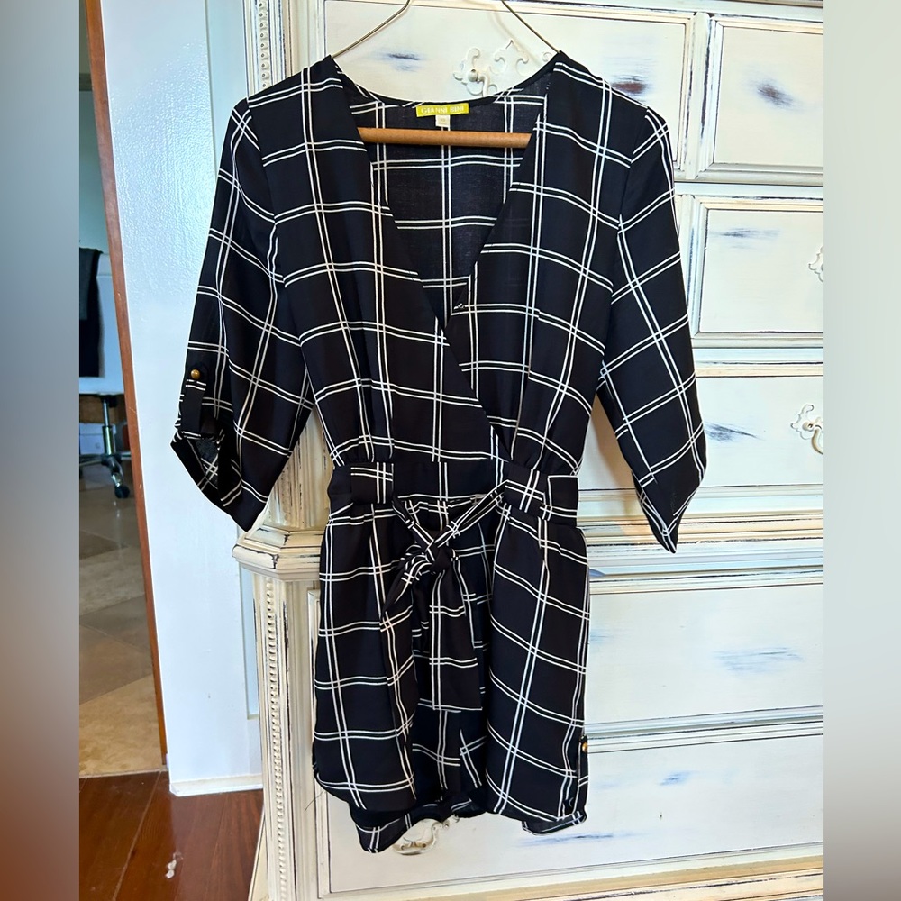 Gianni Bini black and white plaid romper